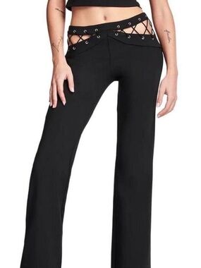 I.AM.GIA Lace Up Y2K Pants Black | Viral Low Rise Streetwear